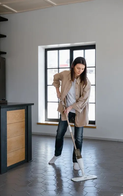 Cleaner maintaining an interior floor
